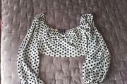 Size 10 White with velvet black polka dot cropped top