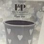 Ceramic Plant Pot with white Hearts Image 3