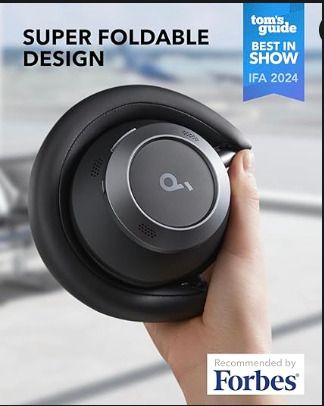 soundcore Space One Pro by Anker, Adaptive Active Noise Cancelling Headphones, Super Foldable Design, 60H Lossless Audio, Ultra-Fast Charging, Hi-Res Wireless Audio with LDAC, Comfortable Fit