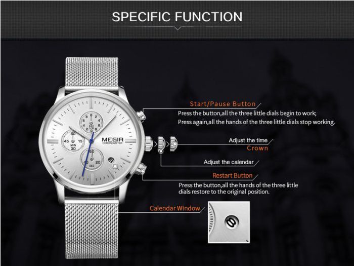 MEGIR Luxury Men Wrist Chronograph Watch