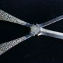 Silver or Silver Plated Victorian Grape Scissors in a floral etched Pattern (no stamps) Image 10