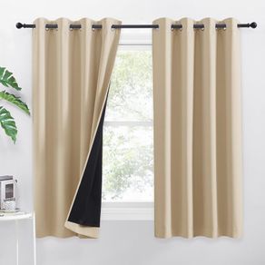 100% Blackout Double-Layer Curtains with Liner - Thermal 52x95 Inch Long Curtains for Bedroom Living Room, Energy Energy & Noise Reducing, Biscotti Beige Grommet Blackout Drapes, 2 Panels  100% Blackout Double-Layer Curtains with Liner - Th