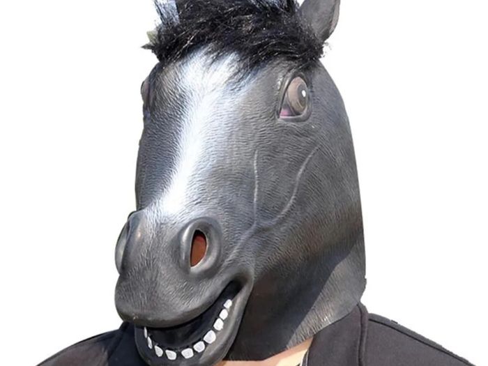 Rubber novelty Halloween black Horse mask.
