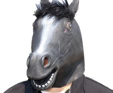 Rubber novelty Halloween black Horse mask.