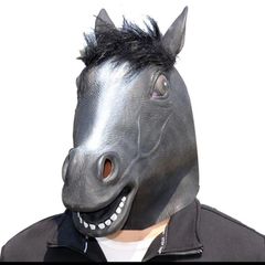 Rubber novelty Halloween black Horse mask.