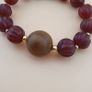 Vintage Melon Shape Carnelian Agate With Monglian Natural Eye Agate Bracelet Image 3