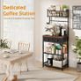 Coffee Bar Station, 6-Tier Coffee Stand with Storage and Drawers, Kitchen Corner Bakers Rack Microwave Stand with Metal Wire Panel & Hooks, Utility Storage Shelf for Small Spaces, Living Room Image 8