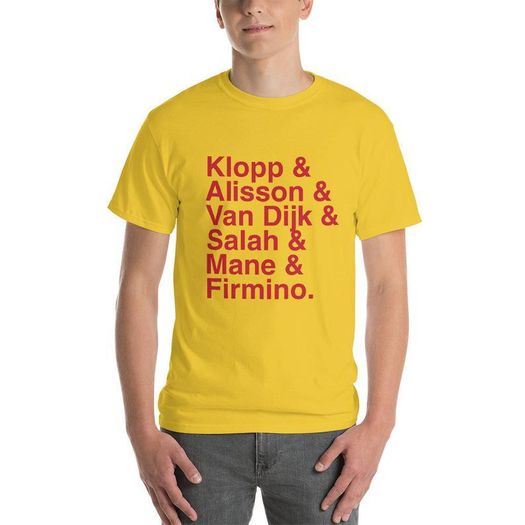 Liverpool Klopp, Alisson, Van Dijk, Salah, Mane, Firmino Mens 100% Cotton T-Shirt