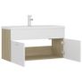 Sink Cabinet with Built-in Basin White and Sonoma Oak Chipboard Image 7