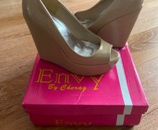 Envy Ladies High Nude Wedges Size 6