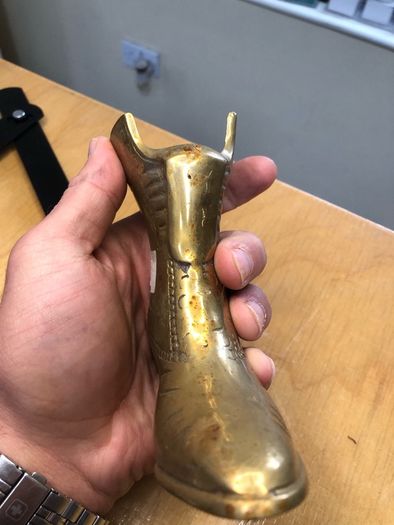 Vintage Solid Brass Shoe Figurine