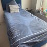 Navy Single bed frame and mattress + IKEA stand lamp Image 2