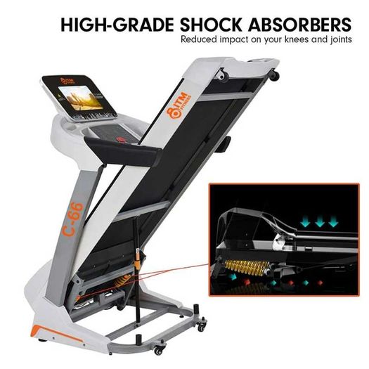 C66 Commercial SMART Treadmill with 1YR Warranty, 3HP Motor 18KM PER HOUR, WiFi Colour Touchscreen Media Player, Watch Netflix, YouTube, etc, Download Any App, Flash Sale