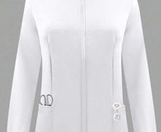 Zipper Front Stand Collar Long Sleeve Uniform Scrub Jacket