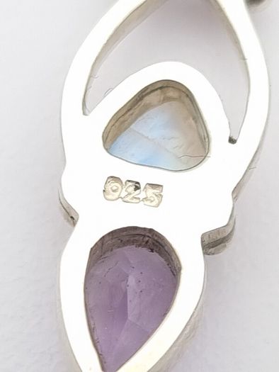 Vintage 925 Sterling Silver Moonstone Amethyst Earrings