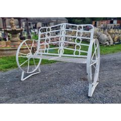 Cart Wheel Bench White KAS1357