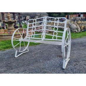 Cart Wheel Bench White KAS1357