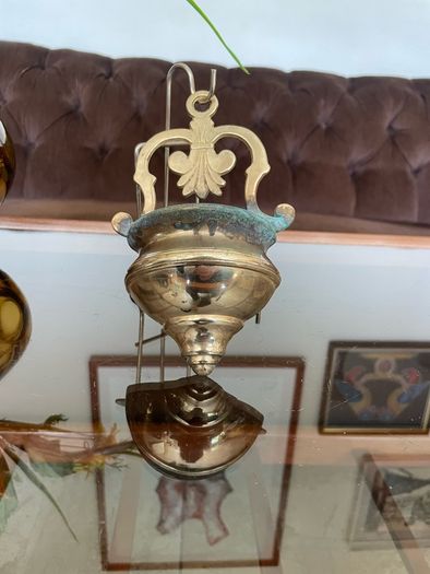 Vintage Brass Holy Water Font Wall Hanging Religious Home Decor