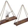 Rustic Set of 2 Wooden Floating Shelves with String  Farmhouse Hanging Shelves for Living Room Wall Small Kitchen Shelves with Rope 17 Inch x 5.2 Inch SINGLE SHELF ALSO AVAILABLE, SEE DESCRIPTION (FREE POSTAGE) Image 3