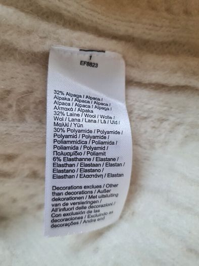 Lacoste alpaca wool Knitted long jumper Size 10 eu 38 cream in new condition