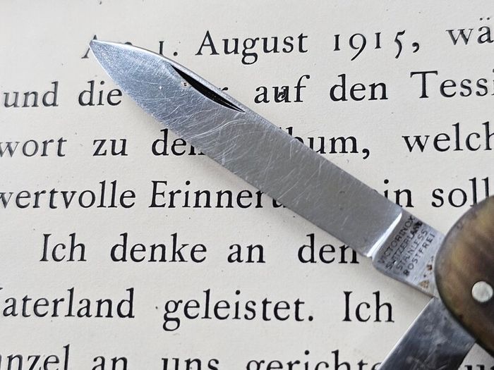 Vintage 1950s Victoria Victorinox Buffalo Horn Executive 74mm Swiss Army Knife Discontinued Collectable