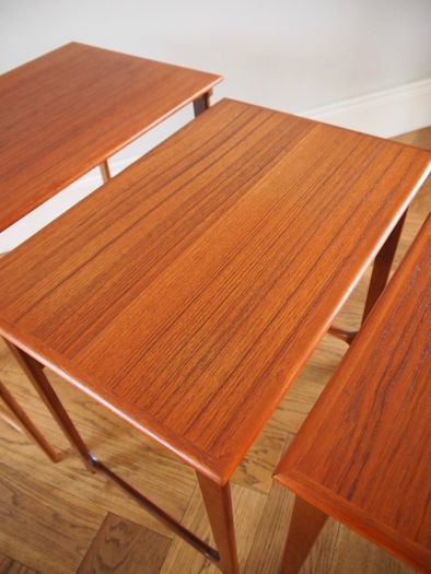 Danish Mid Century Modern Teak Nest Of Tables / B.C. Mobler, Vejle, Denmark, Vintage 1960s