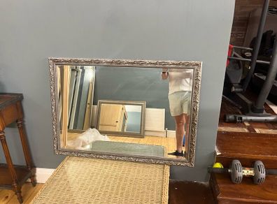 Living room silver coated wood mirror