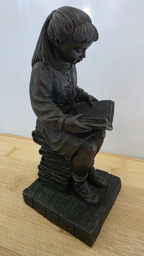 Vintage Genesis Girl Reading Book Bronze Effect Figurine / Statue