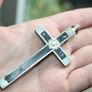 Antique France Ebony Crucifix Pectoral Cross Pendant Image 2