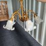 1950-1970 Stunning Vintage 5-Arm Floral Chandelier Mint Condition Brass & Glass Image 2