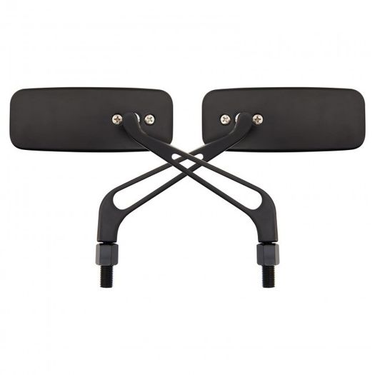 Rectangular Metal Motorcycle Mirrors - Black