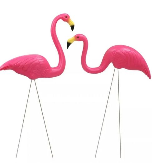 Set of 2 x Lawn Flamingos Garden Pond Ornament NEW