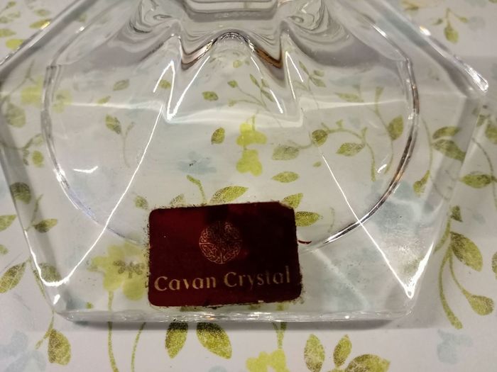 Pair of Vintage Cavan Crystal Candlestick Holder with Hexagonal Base.