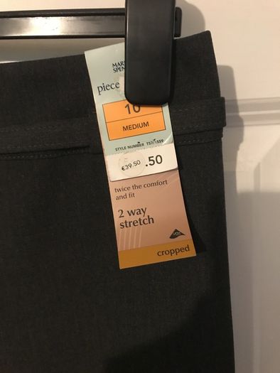 New m and s cropped trousers rrp 40E