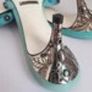 Dolce Gabbana D&G Vintage Blue Suede Embellished Mules Slides Image 3