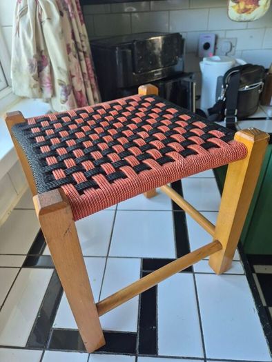 Vintage MidCentury  woven foot Stool