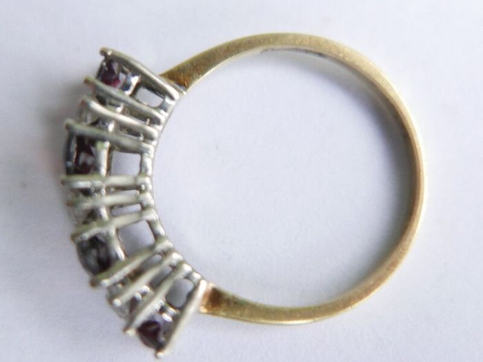 Vintage14K Gold 585 Ring With  Diamonds and Rubies Ring size P1/2 - 2,9g