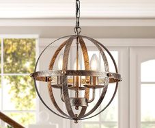 Pendant Light Industrial Globe Farmhouse Lighting Vintage Chandelier Spherical Hanging Ceiling Fixture for Kitchen Island Dining Table E14 Bronze 3 Light