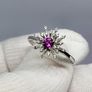 Purple Garnet, White Zircon Firework Ring in Rhodium Overlay Sterling Silver, 0.627 Ct. Image 8