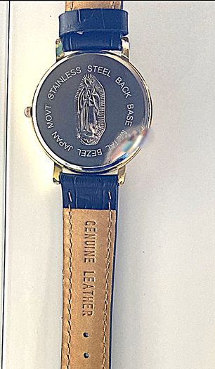 Lady of Guadalupe watch with black leather strap