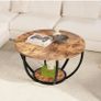 28" Round Coffee Table with Storage,2 Tier Wood Ac Image 3