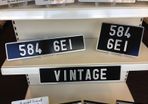 Pair Pressed Metal Vintage Plates