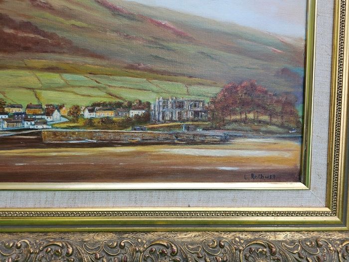 Beautiful Vintage Oil Painting "Carlingford Lough" (1991) by Dublin Artist L. Rothwell  Framed