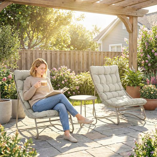 3-Piece Garden Set with 2 Lounge Chairs, Coffee Table and Cushions for Outdoor Patio Balcony Light Grey