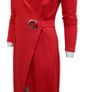 NWT Karen Millen Bright Poppy Red Strong Shoulder Eyelet Ponte Dress Image 5