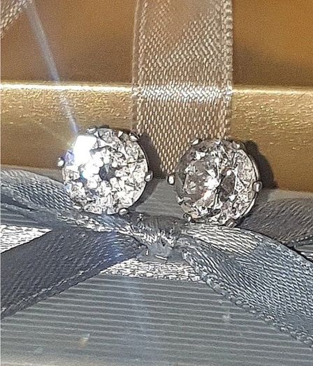 Vintage Hallmarked Silver White Sapphire Earrings