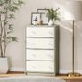 Chest of Drawers, Dresser with 4 Fabric Drawers - White and Grey Image 5