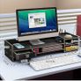 BRAND NEW Black Wooden Computer Monitor Stand Base Storage Box Office Supplies Desktop Storage Box Folder Keyboard Home Office Table For Laptop Image 2