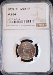 1968 Ireland 6pence Coin NGC MS66 Top Graded