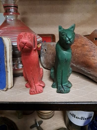 Vintage Wooden Dog & Cat